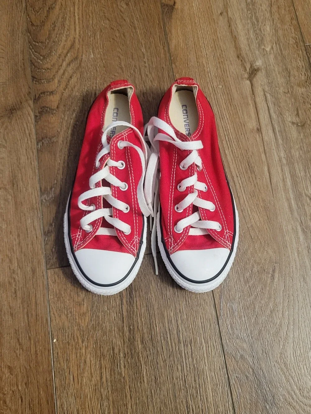 Converse Kids Red Low Top Canvas Sneakers with White Accents